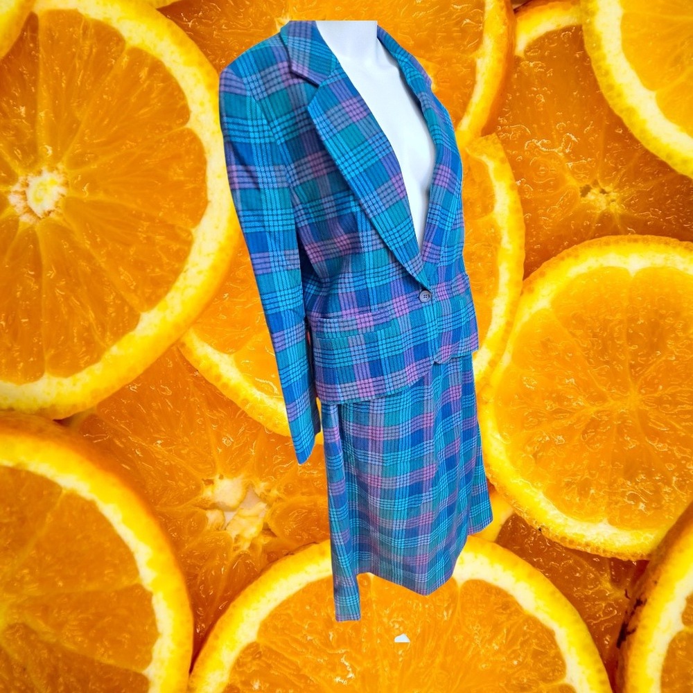 Vintage Pendleton Wool Plaid Skirt Suit Set Blazer & Pencil Skirt Size 10